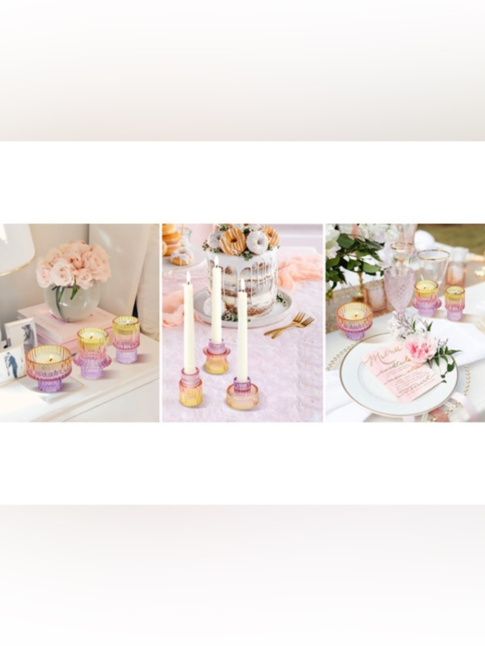 6pc Sunset Glass Candle Holders Set - Picture 9 of 10